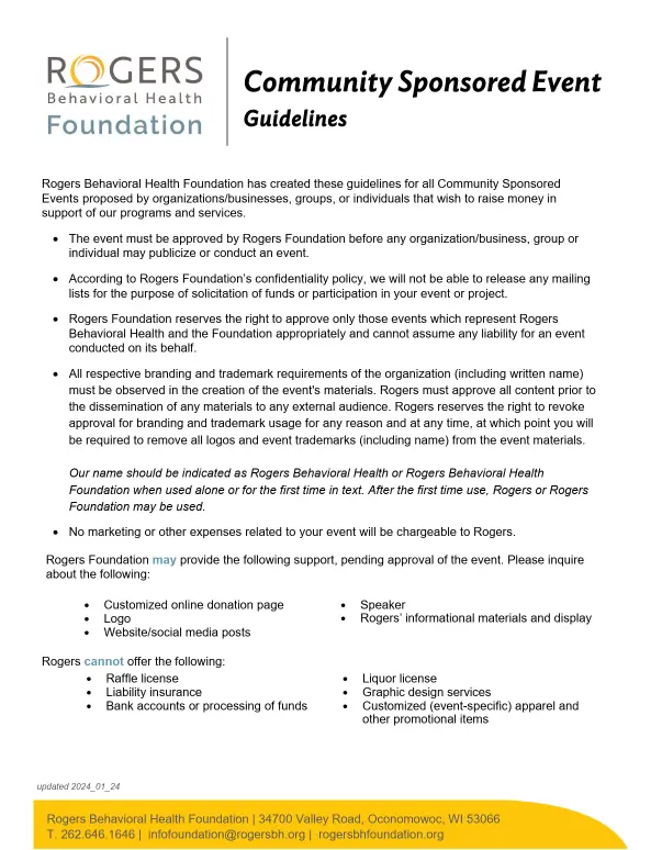 community Sponsored Event guidelines